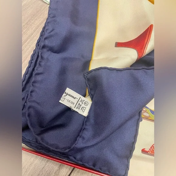 SALVATORE FERRAGAMO Silk Scarf - Ladies Pump Prints - Picture 9 of 10